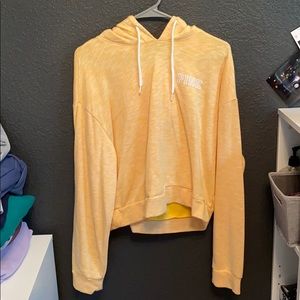 Yellow Pink Cropped Hoodie